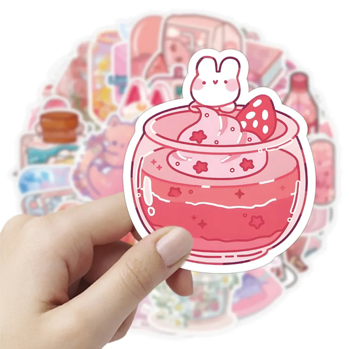 Korean INS Style Pink Cartoon Stickers - Cute DIY Graffiti Decals