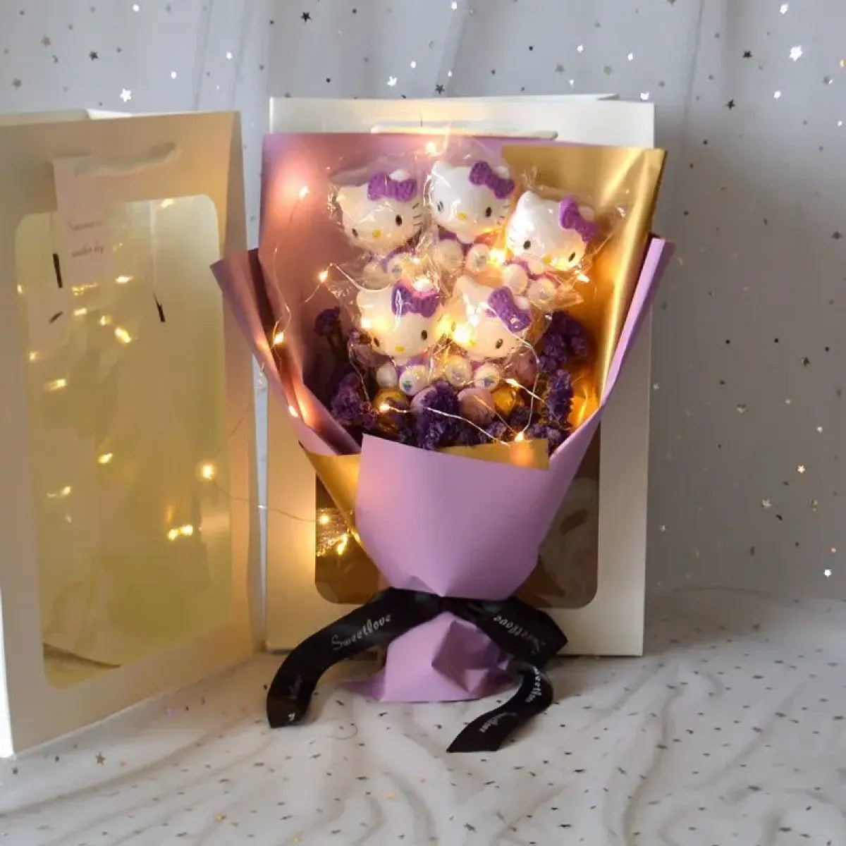 LED Light Hello Kitty Bouquet - My Melody, Cinnamoroll, Kuromi Edition