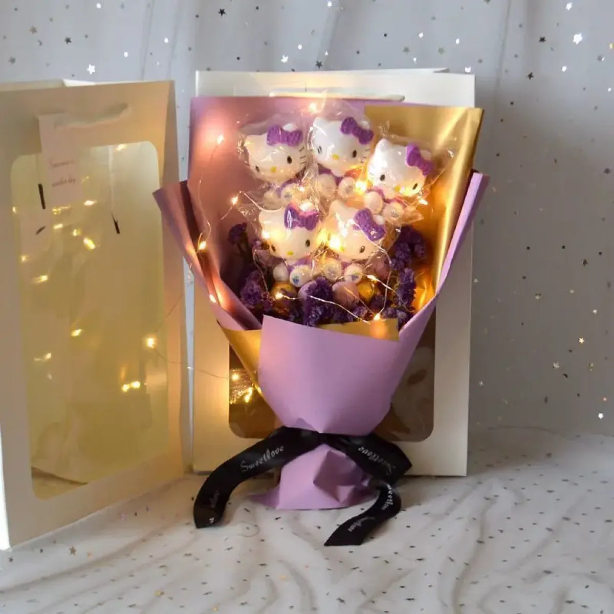 LED Light Hello Kitty Bouquet - My Melody, Cinnamoroll, Kuromi Edition