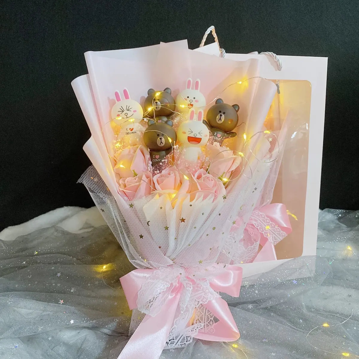 LED Light Hello Kitty Bouquet - My Melody, Cinnamoroll, Kuromi Edition