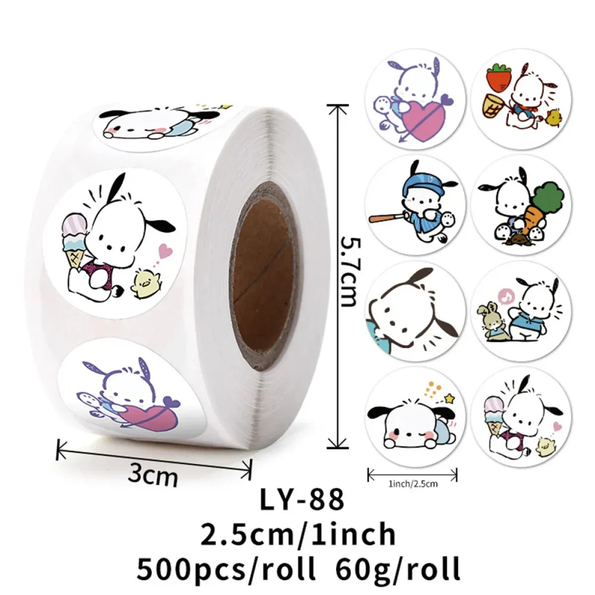 500PCS Cute Kuromi, Pochacco, My Melody Cartoon Stickers