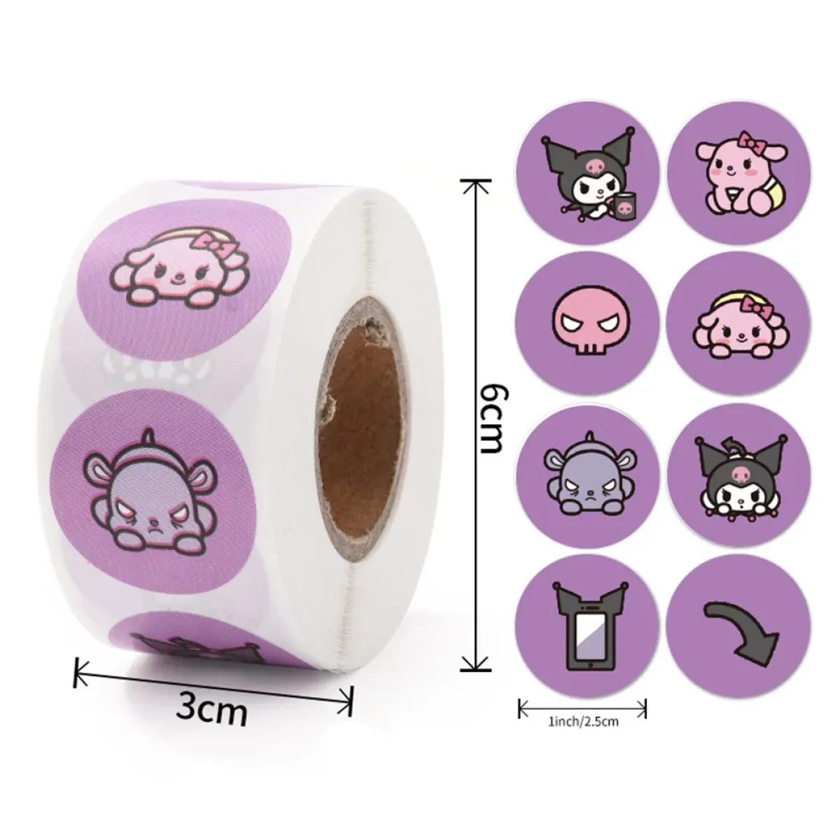 500PCS Cute Kuromi, Pochacco, My Melody Cartoon Stickers
