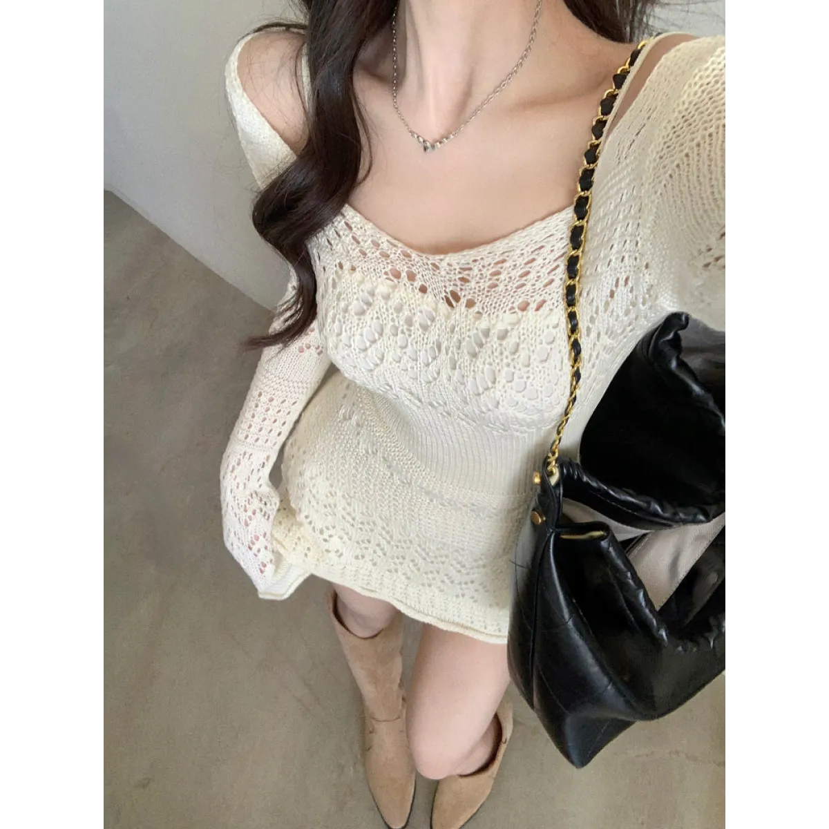 Mori Girl Lace Knit Dress