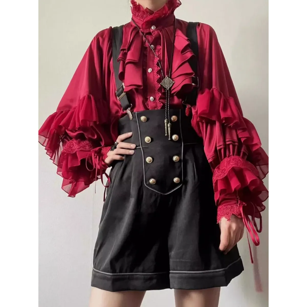 Kawaii Lace Lantern Sleeve Blouse