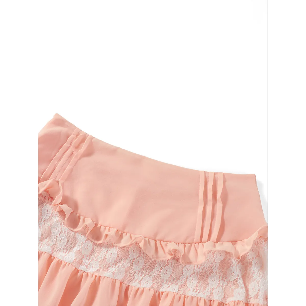 High-Waist Lace Ruffle Mini Skirt - Summer A-Line Patchwork