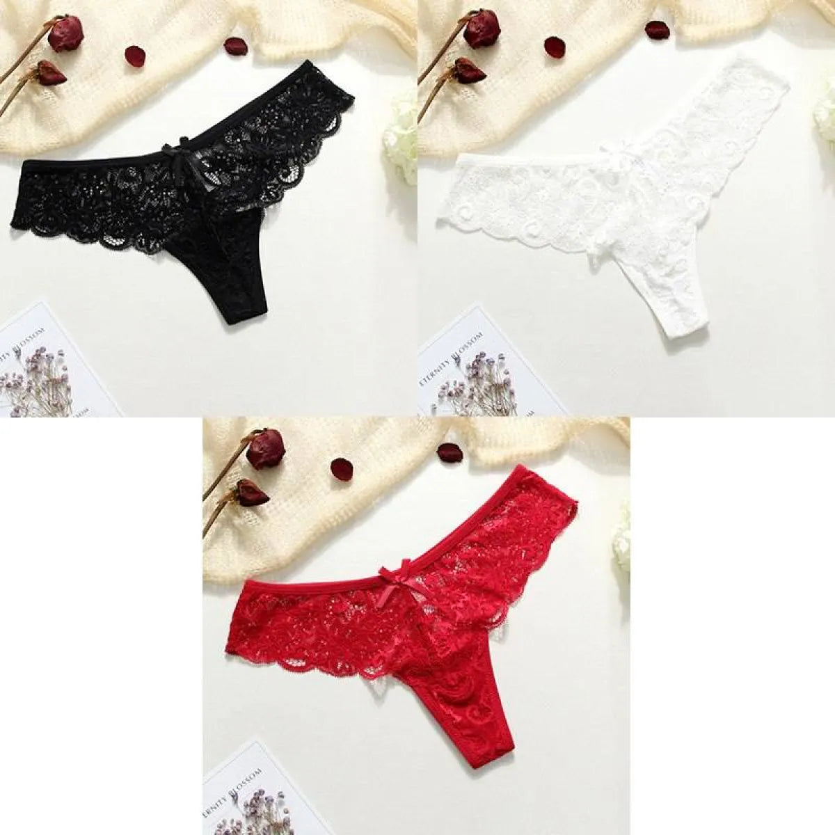 Lace Thongs - 3 Piece