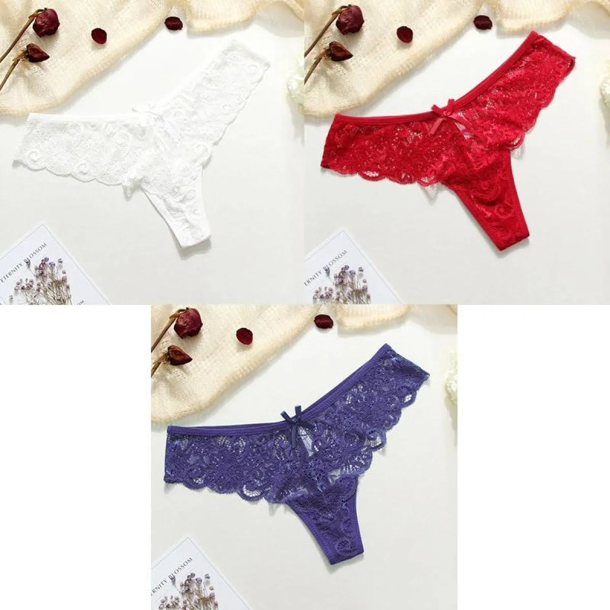 Lace Thongs - 3 Piece