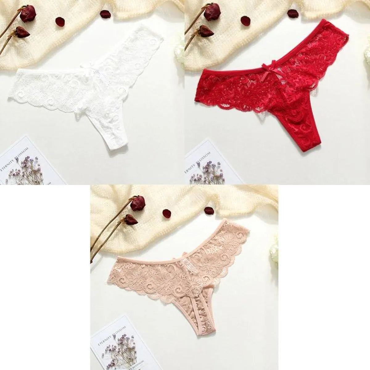 Lace Thongs - 3 Piece