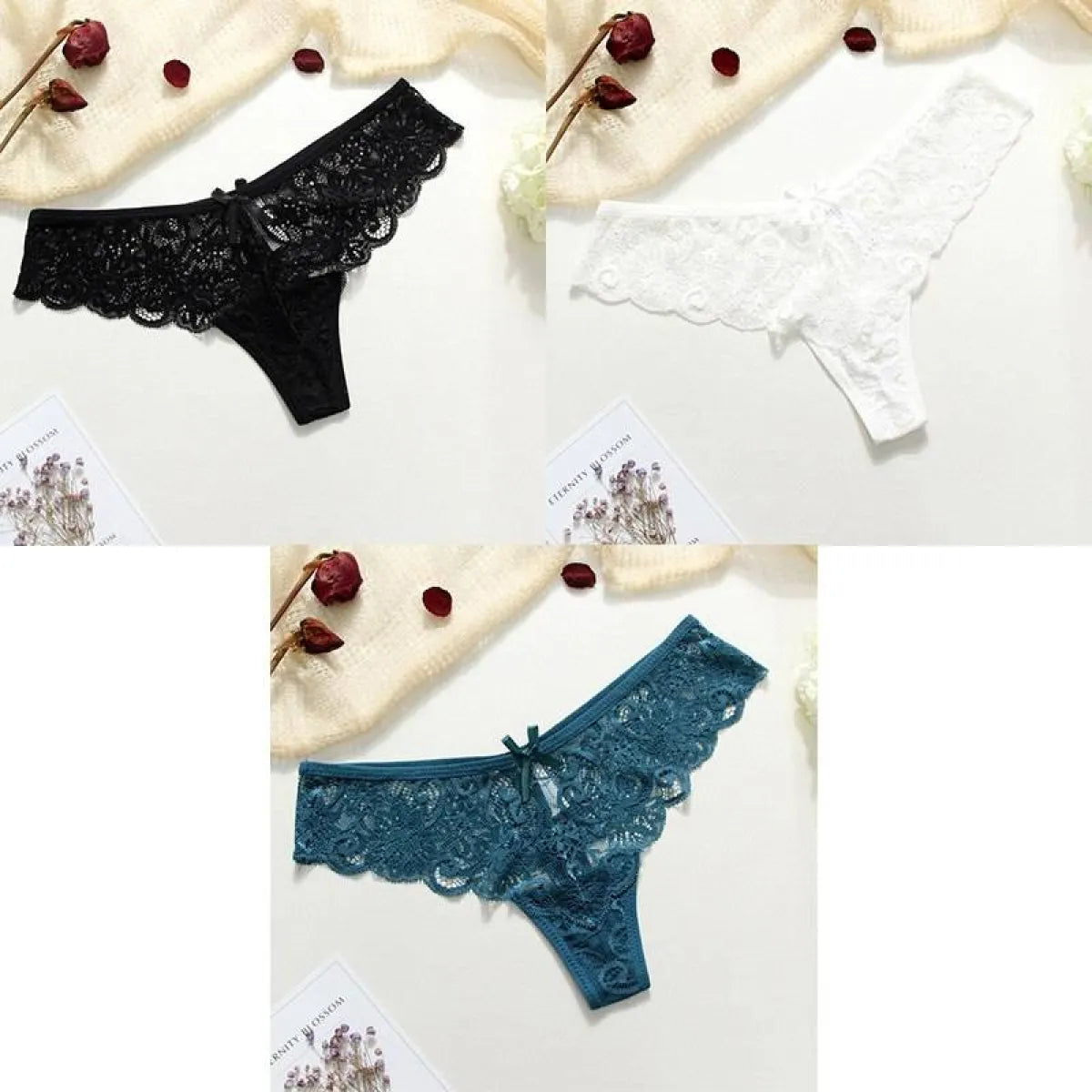 Lace Thongs - 3 Piece