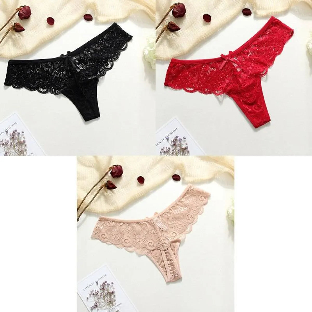 Lace Thongs - 3 Piece