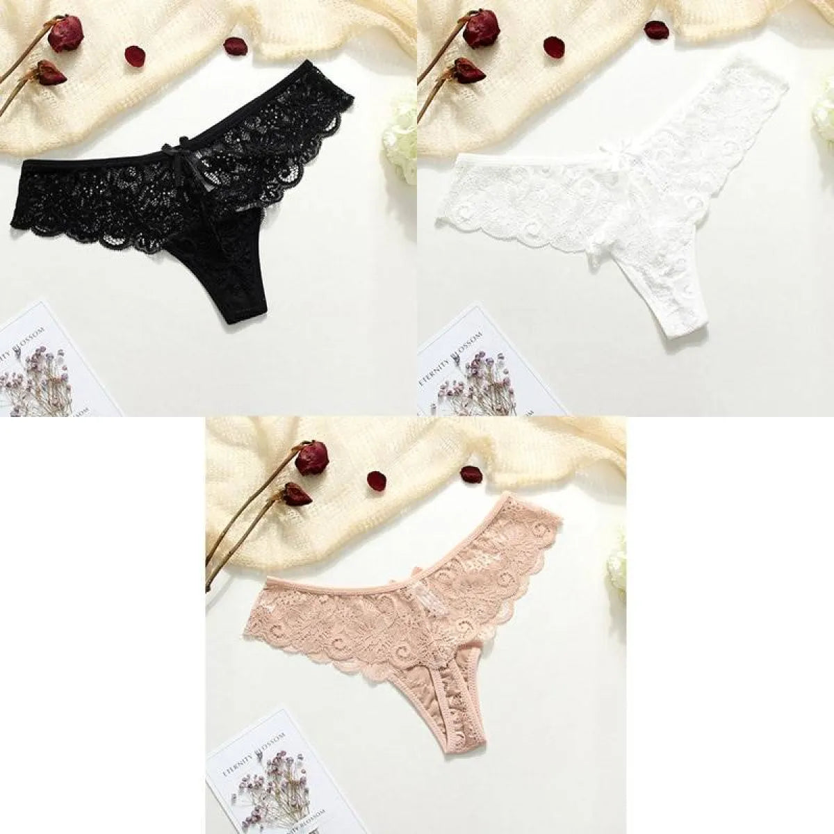 Lace Thongs - 3 Piece