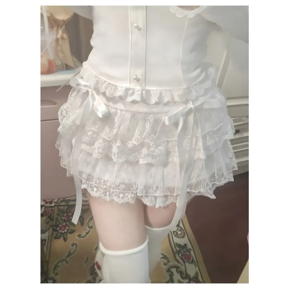 Lace Tiered Mini Skirt – Kawaii Sweet Lolita High Waist