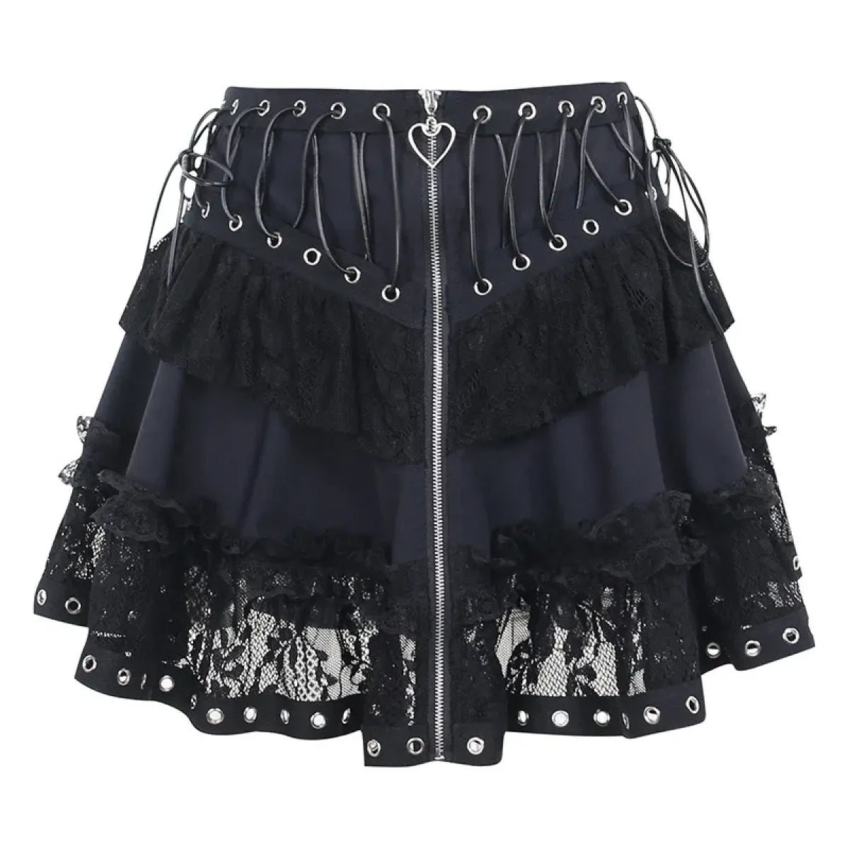 Gothic Lace-Up Corset Skirt – Kawaii Harajuku Punk Ruffle Mini Skirt