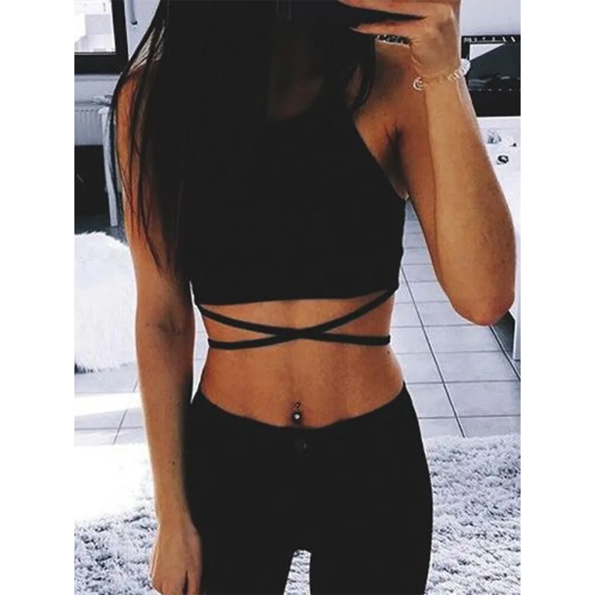 Sexy Lace-Up Sleeveless T-Shirt