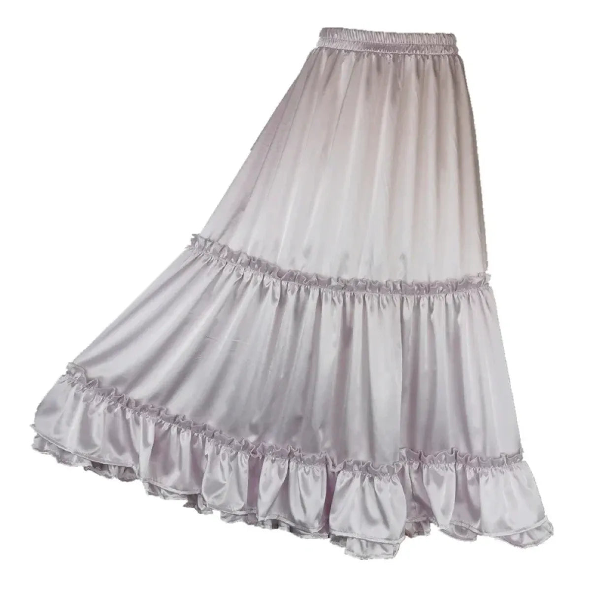 Lavender Satin Tiered Lolita Skirt – Ruffled Elegant Goth