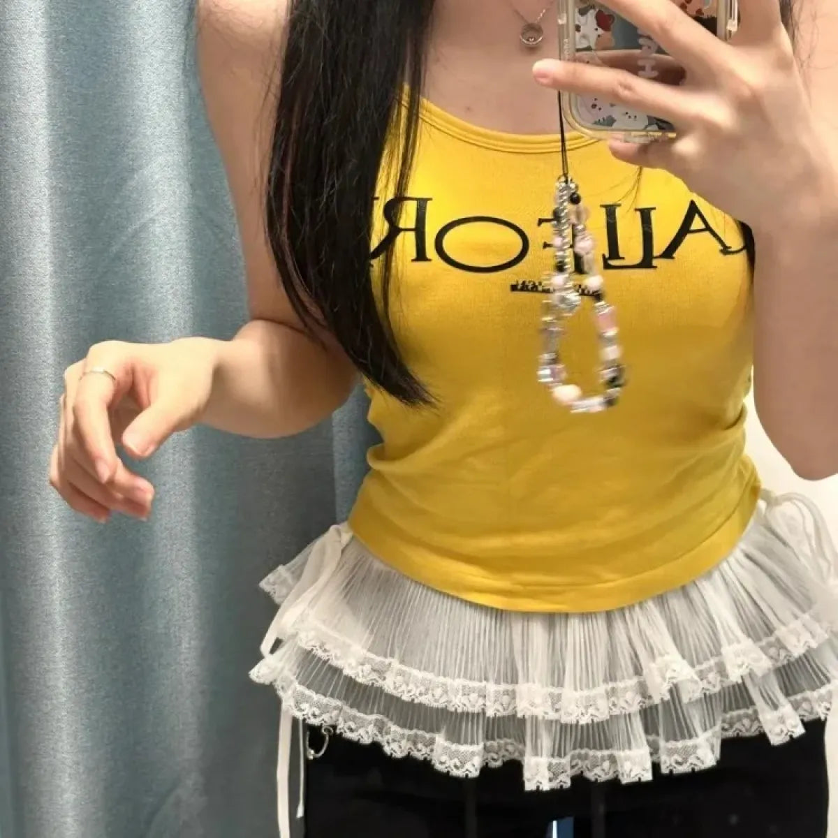 Layered Lace Mini Skirt – Y2K E-Girl High Waist Ruched Hem