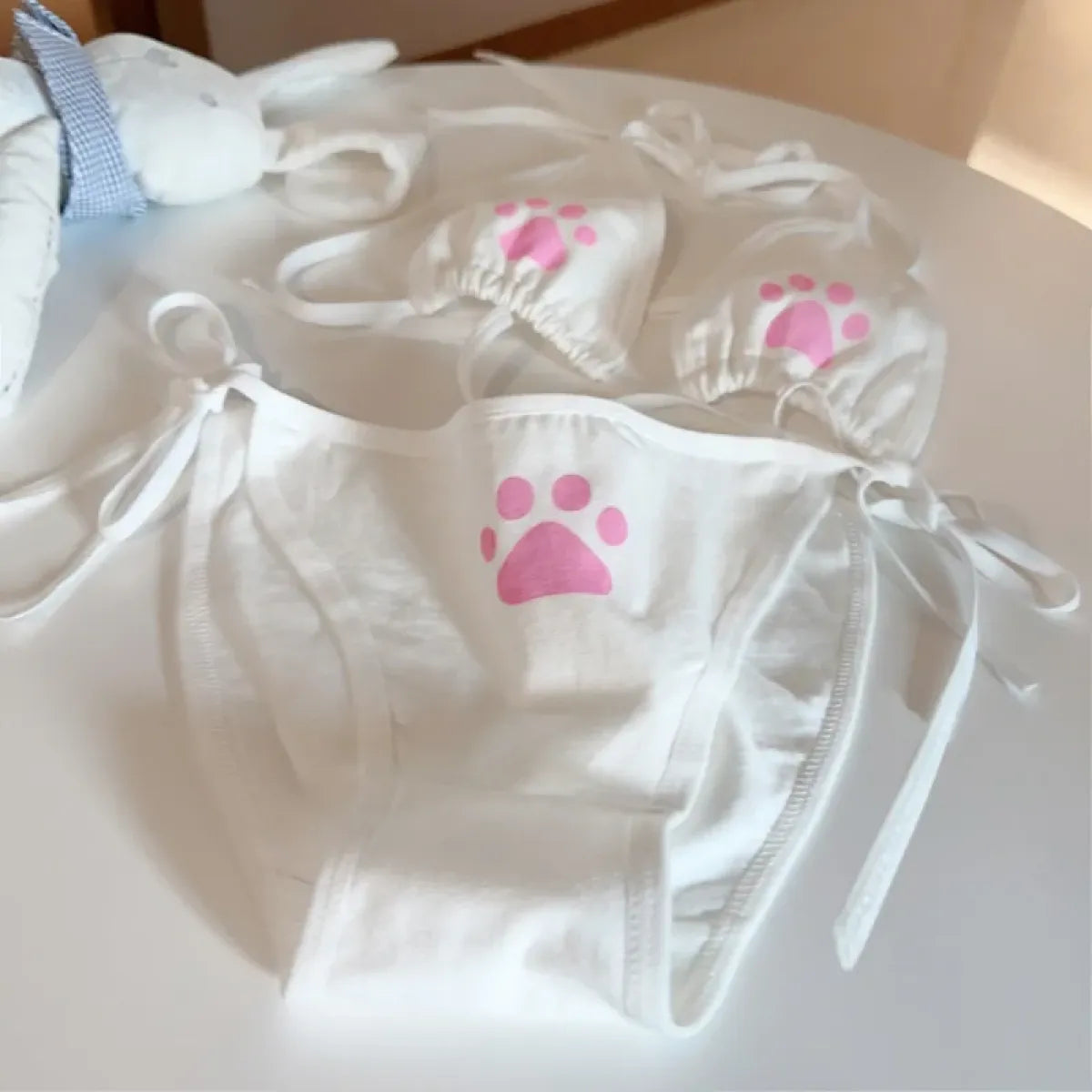 Lolita Lace Bow Panties – Sheer Mesh Ruffle Mid Waist Briefs