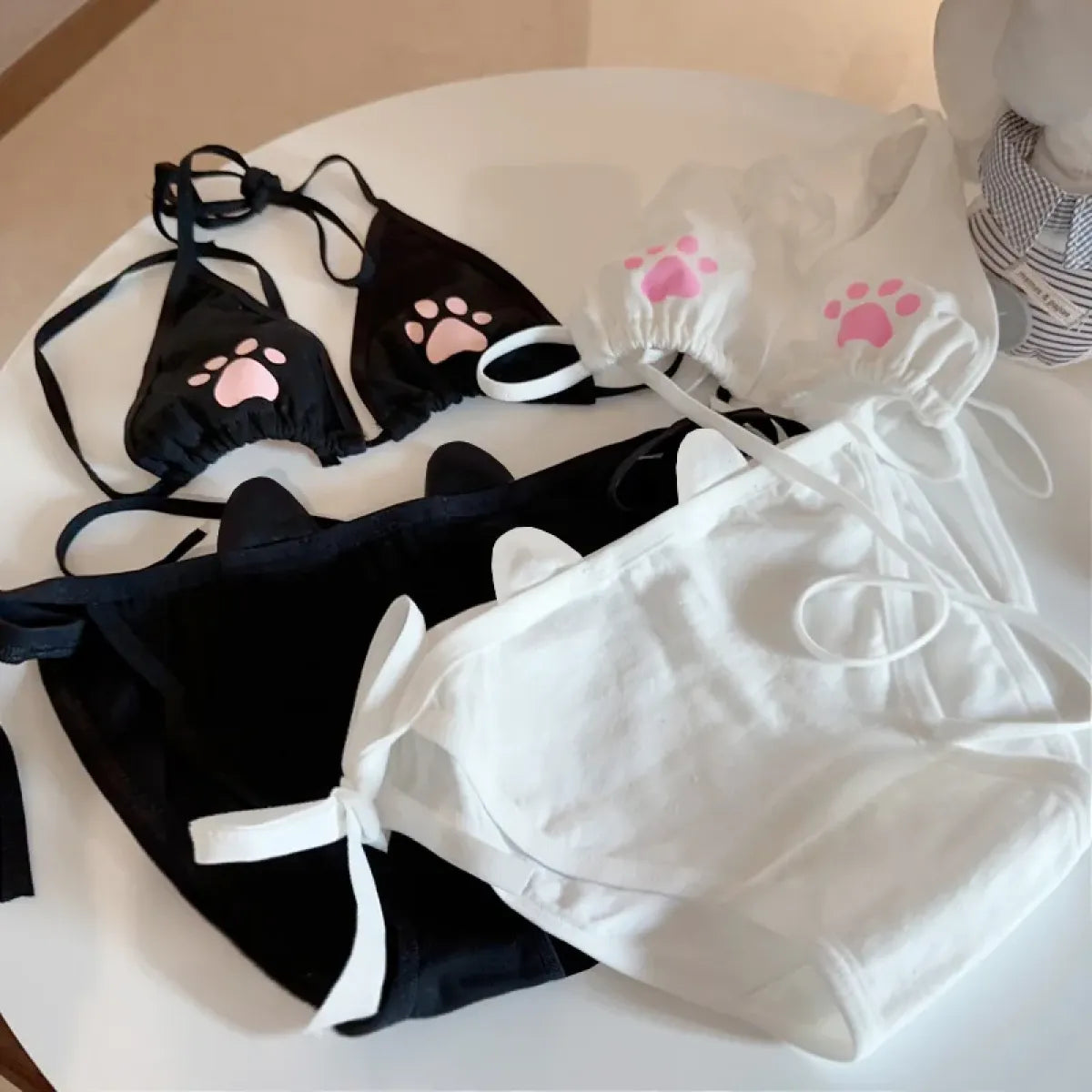 Lolita Lace Bow Panties – Sheer Mesh Ruffle Mid Waist Briefs