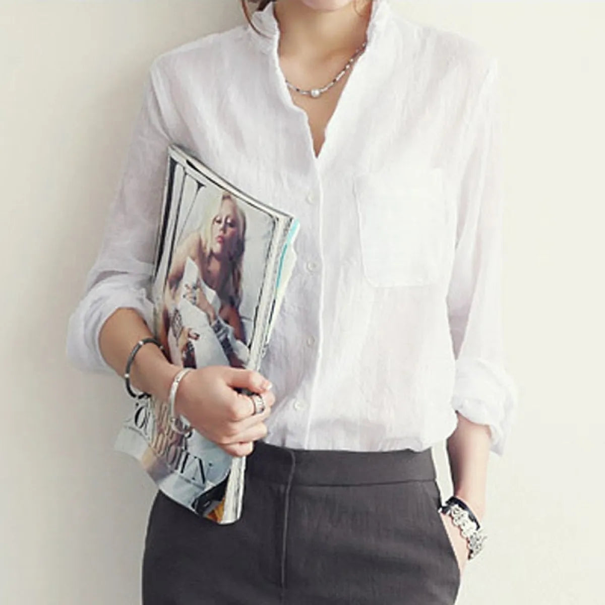 Long Sleeve Linen Blouse