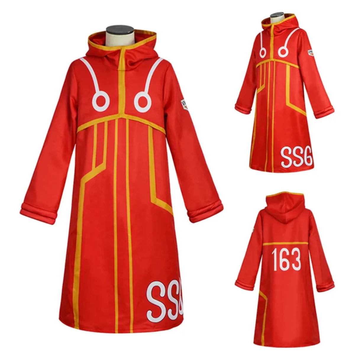 Luffy Egghead Island Cosplay – One Piece 163 Red Robe & Straw Hat Set