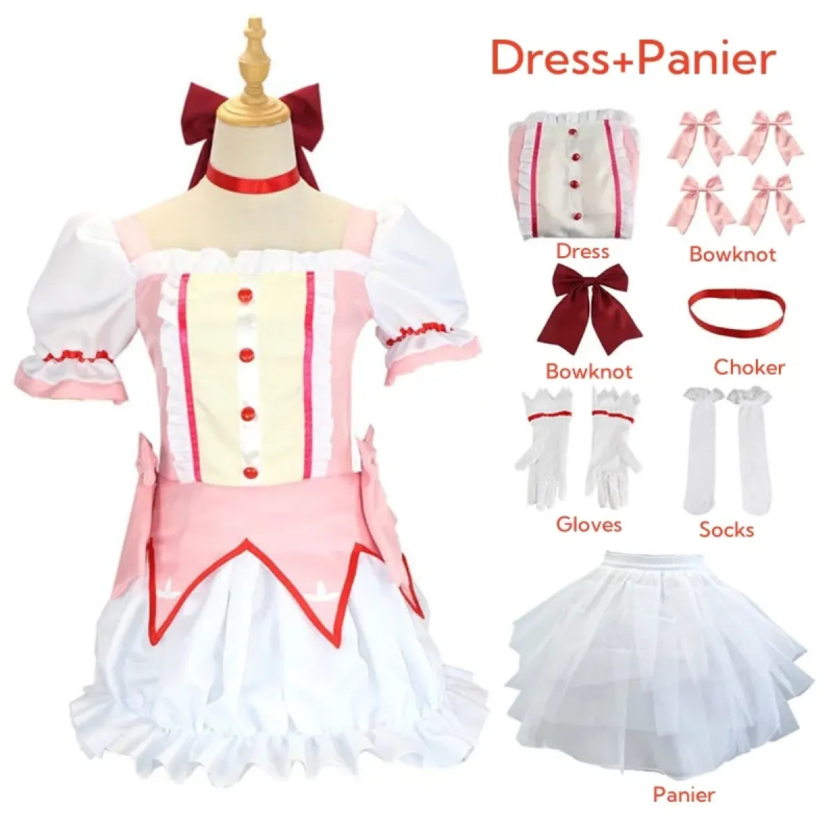 Madoka Kaname Cosplay Costume – Puella Magi Dress with Wig