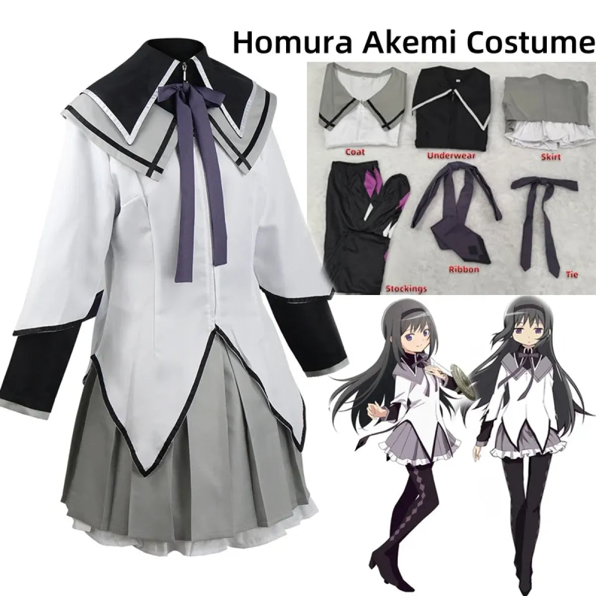 Homura Akemi Cosplay Uniform – Madoka Magica Magical Girl Dress Set