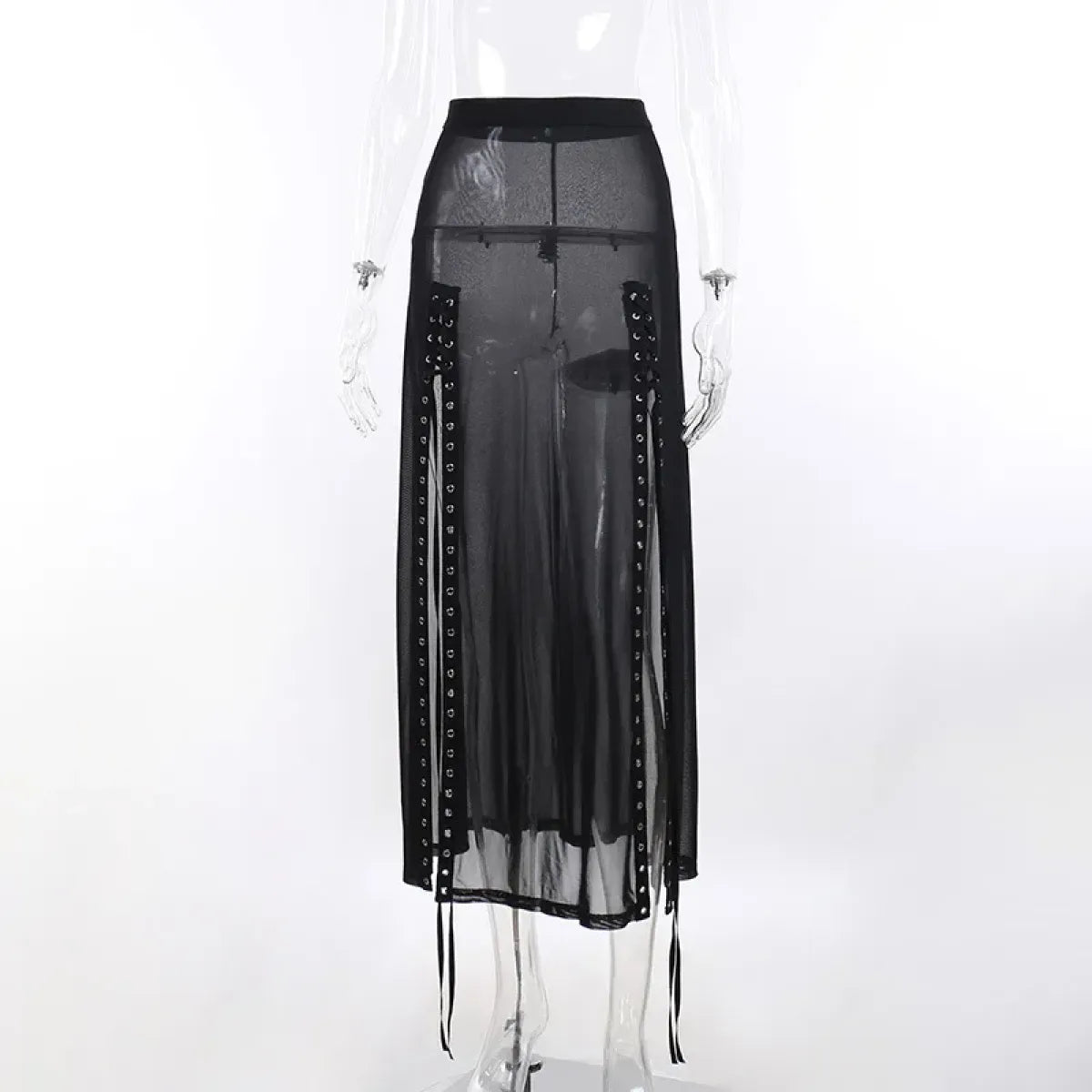 Punk Gothic Eyelet Mesh Skirt