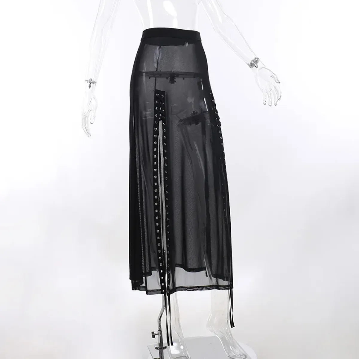 Punk Gothic Eyelet Mesh Skirt