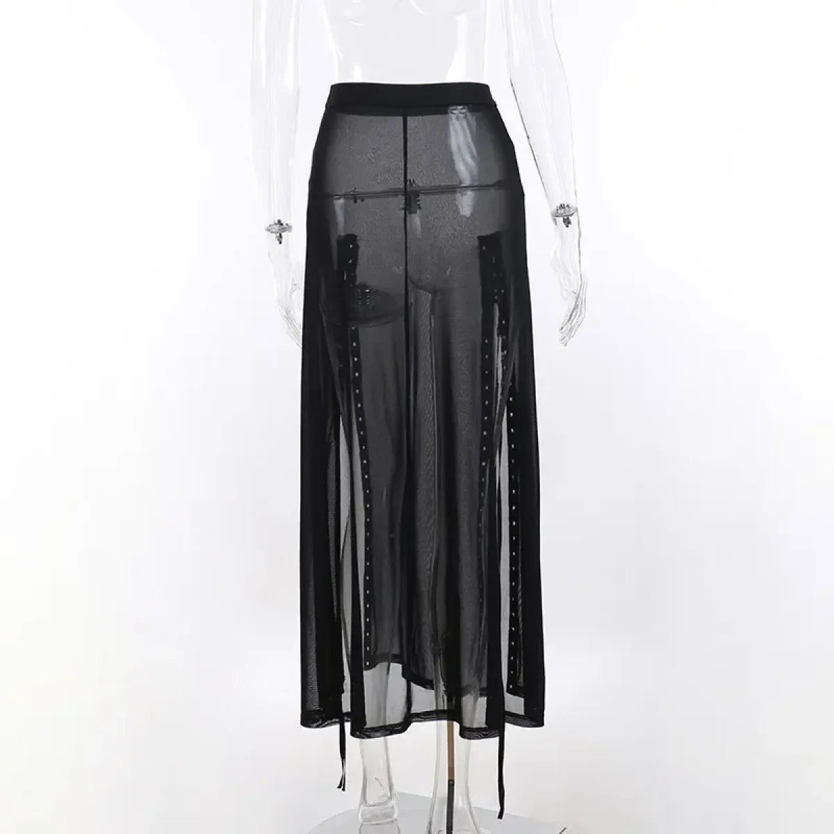 Punk Gothic Eyelet Mesh Skirt