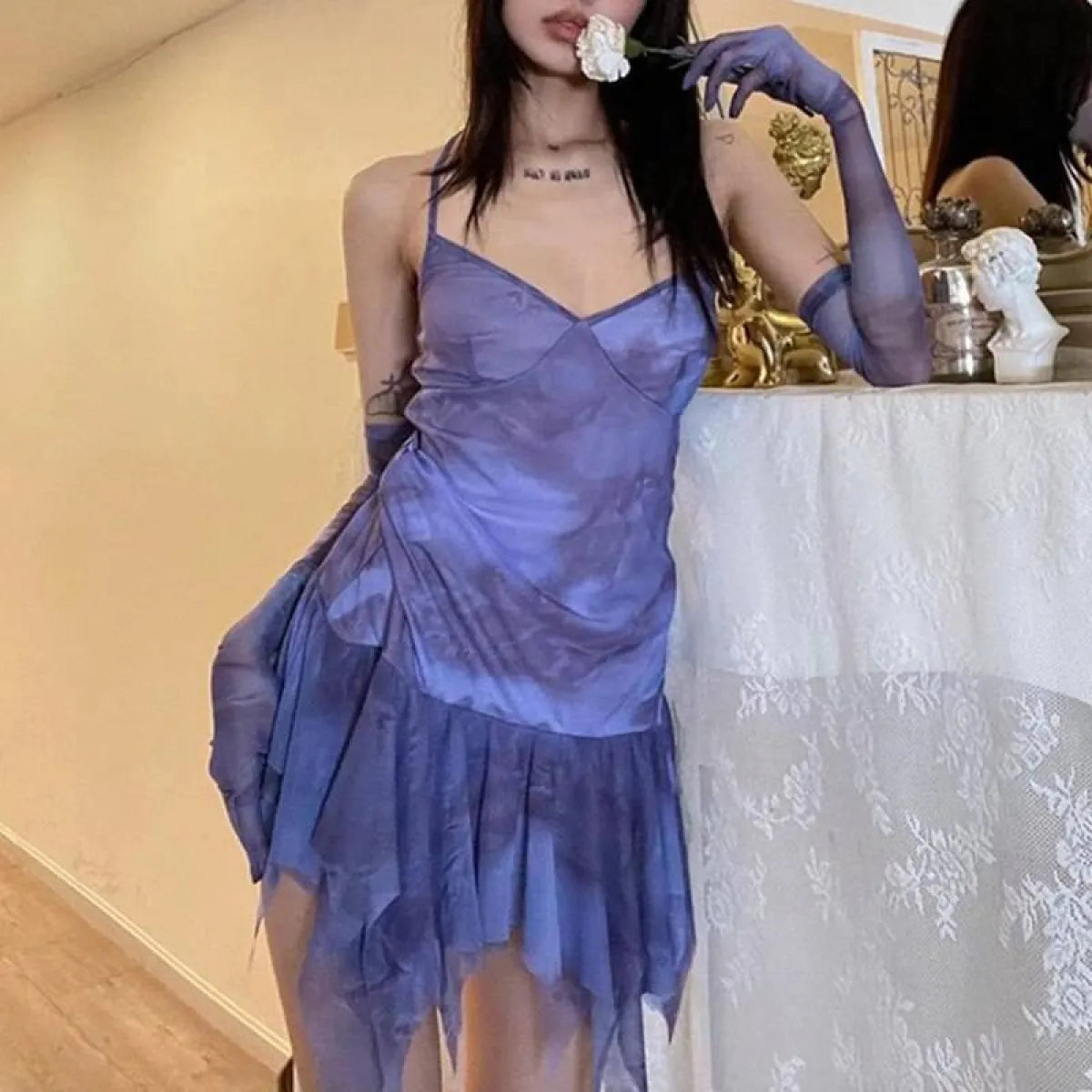 Mesh Slip Mini Dress