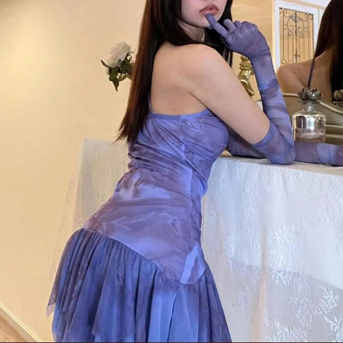 Mesh Slip Mini Dress