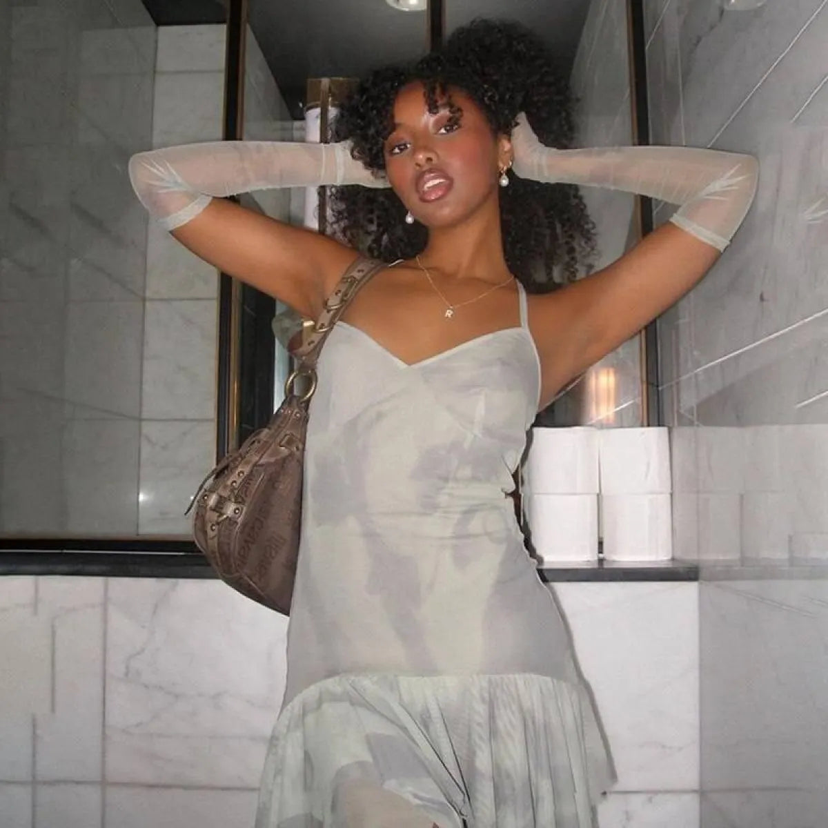 Mesh Slip Mini Dress