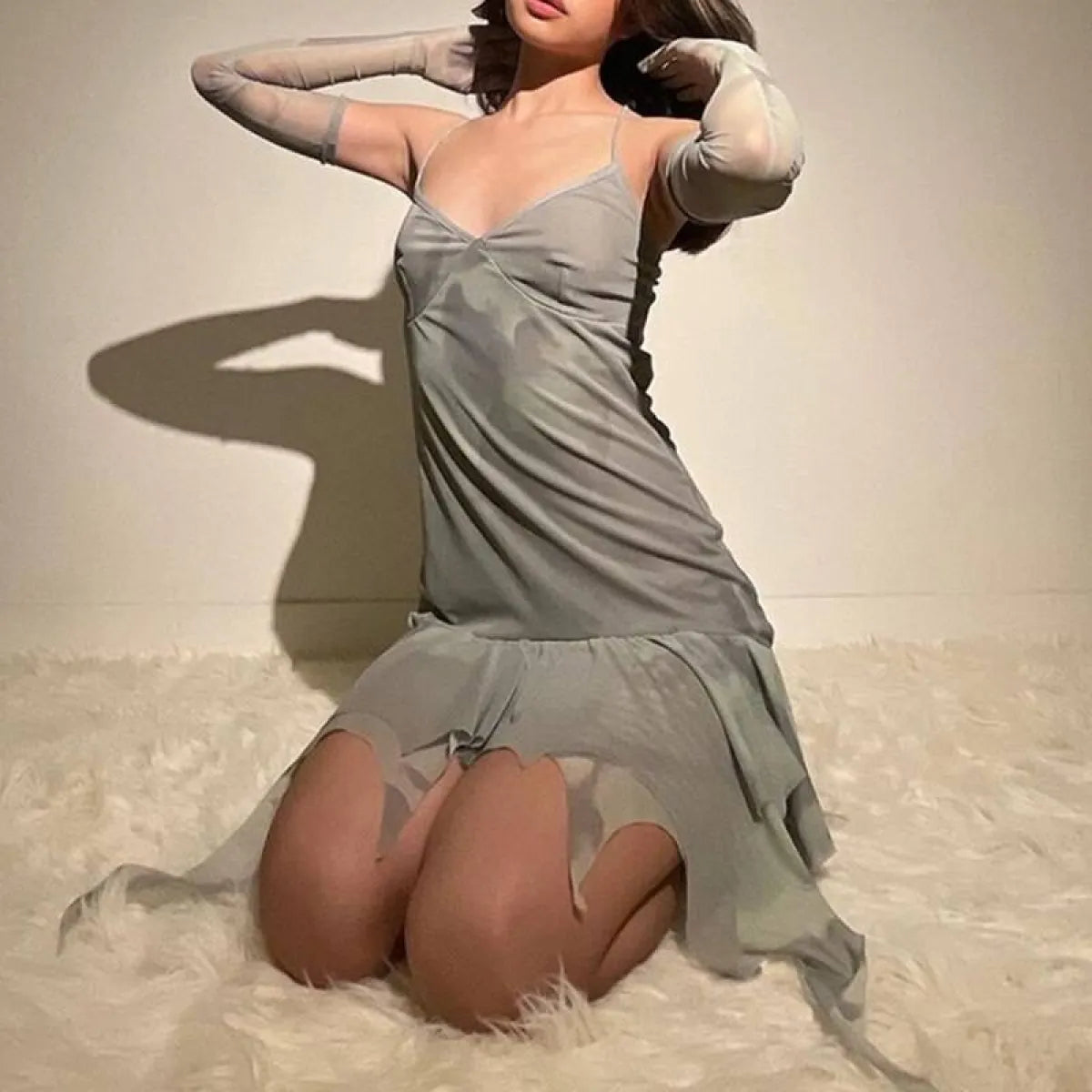 Mesh Slip Mini Dress