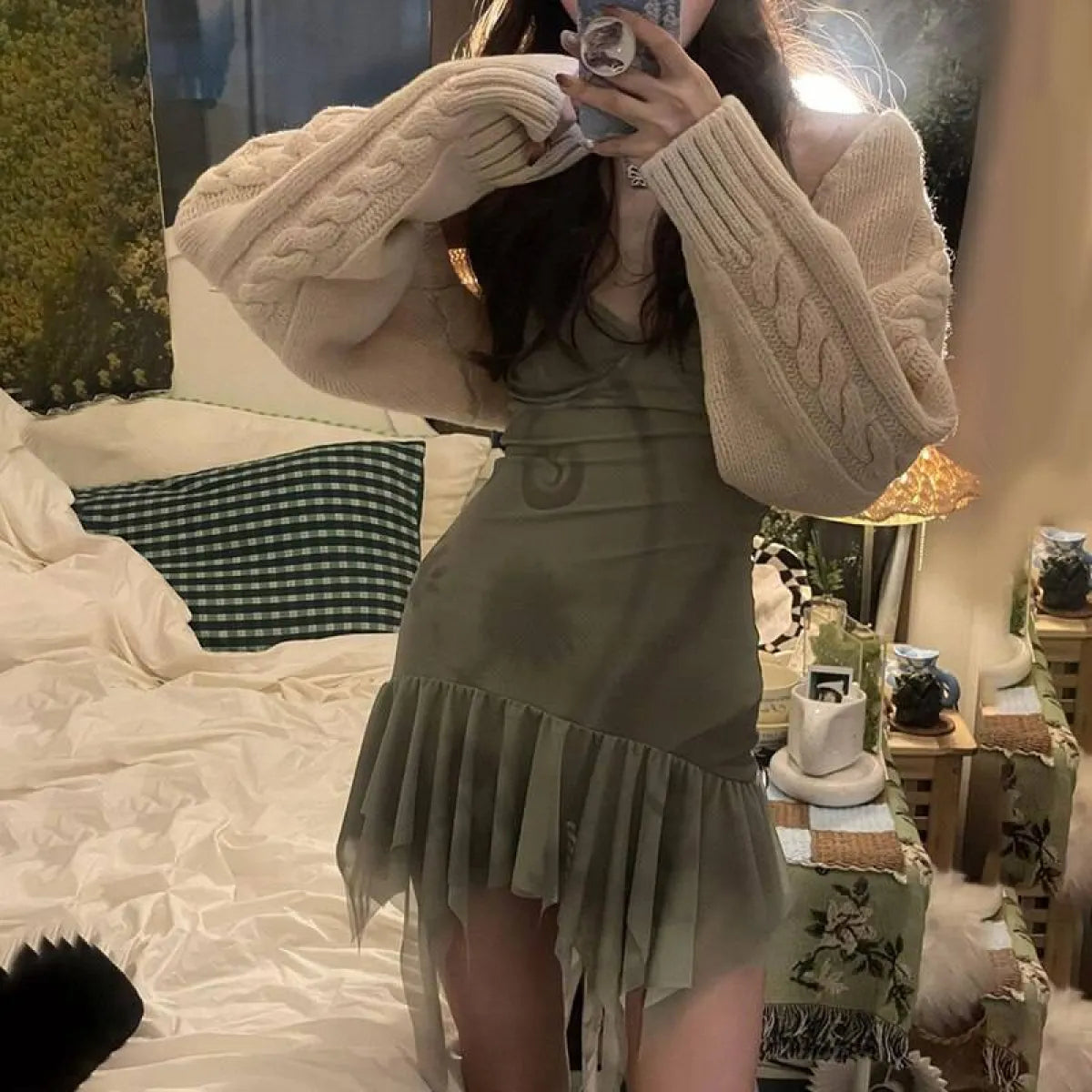 Mesh Slip Mini Dress