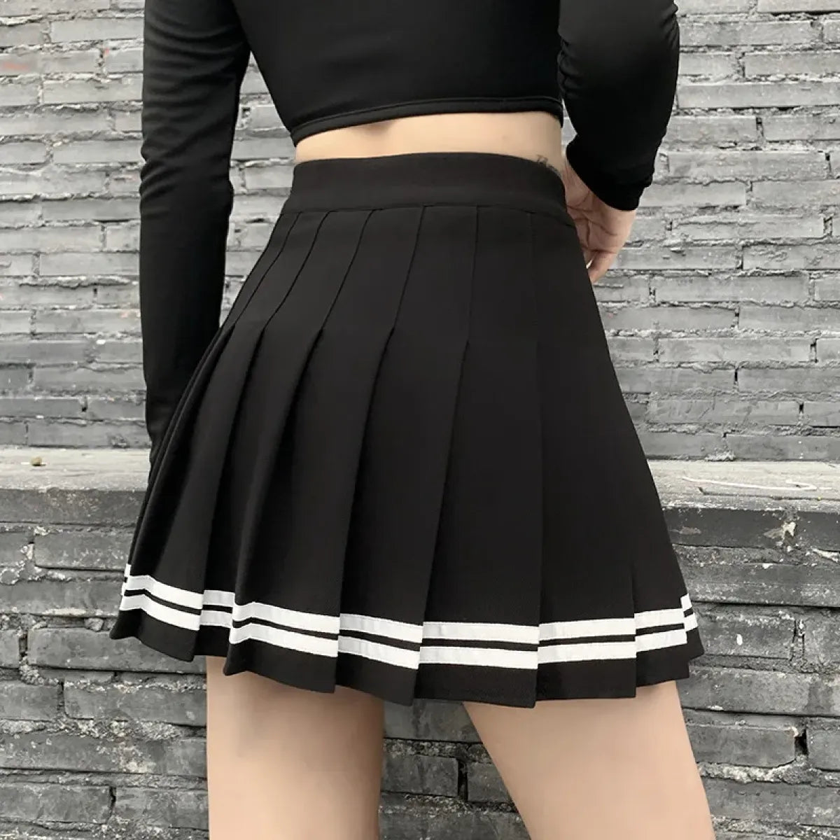 Harajuku Gothic Pleated Mini Skirt – Punk High Waist Patchwork Style