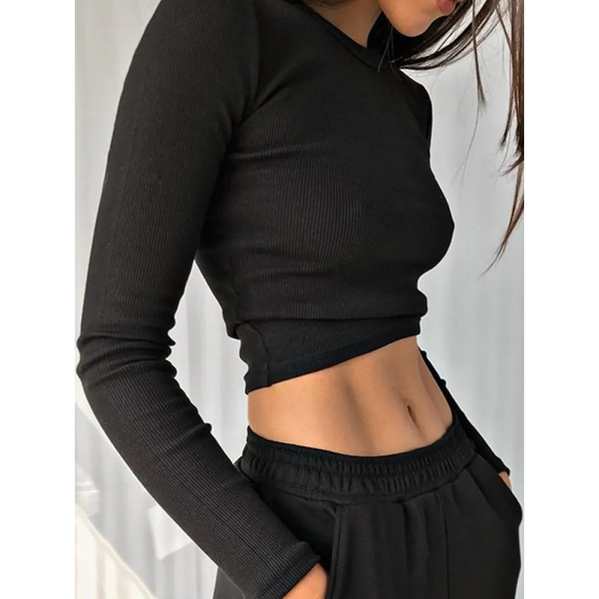 Sexy Ribbed Cropped T-Shirt