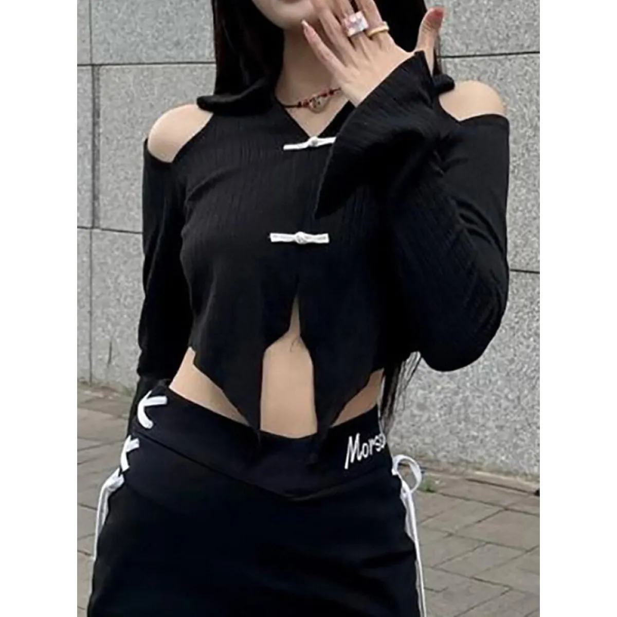 Open Shoulder Chinese Style Blouses