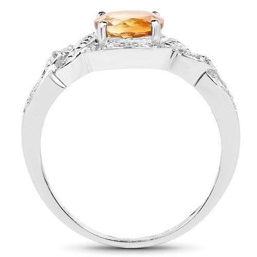3.00 Carat Genuine Citrine and White Topaz .925 Sterling Silver Ring