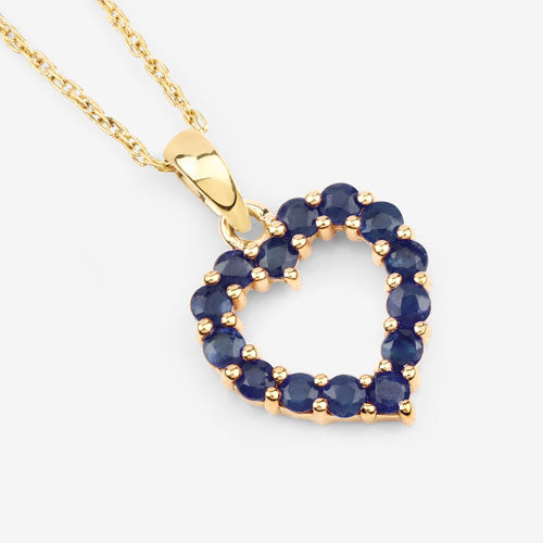0.64 Carat Genuine Blue Sapphire 10K Yellow Gold Pendant