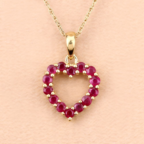 0.43 Carat Genuine Ruby 10K Yellow Gold Pendant