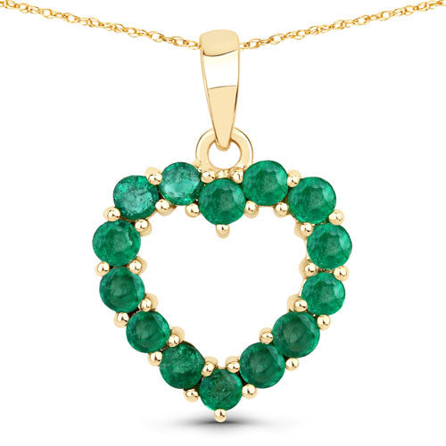 0.48 Carat Genuine Zambian Emerald 10K Yellow Gold Pendant