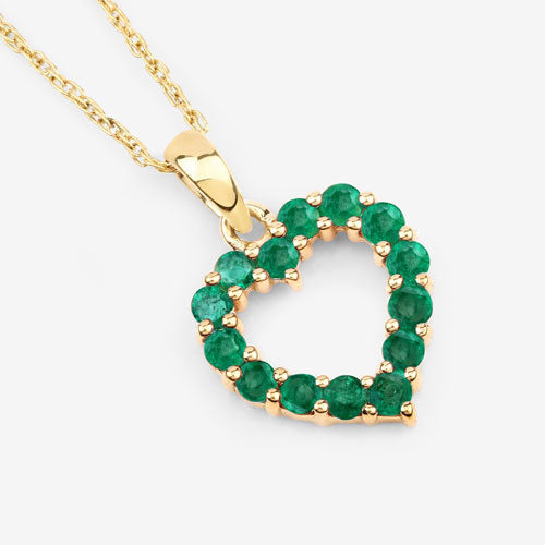 0.48 Carat Genuine Zambian Emerald 10K Yellow Gold Pendant