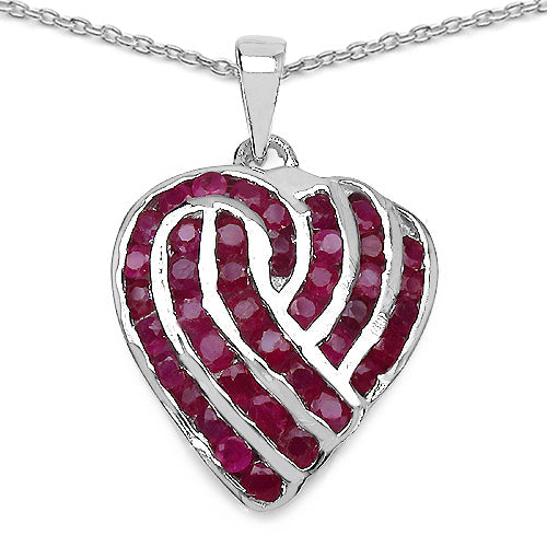 3.68 Carat Genuine Ruby .925 Sterling Silver Pendant