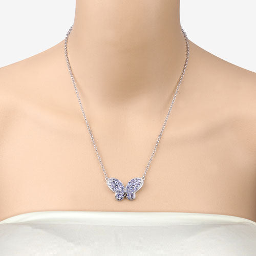 3.31 Carat Genuine Tanzanite and White Zircon .925 Sterling Silver Pendant