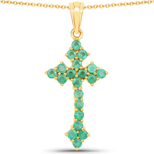 2.00 Carat Genuine Zambian Emerald .925 Sterling Silver Pendant
