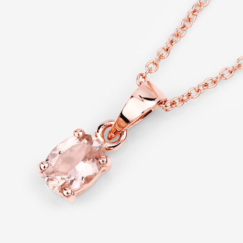 0.70 Carat Genuine Morganite .925 Sterling Silver Pendant