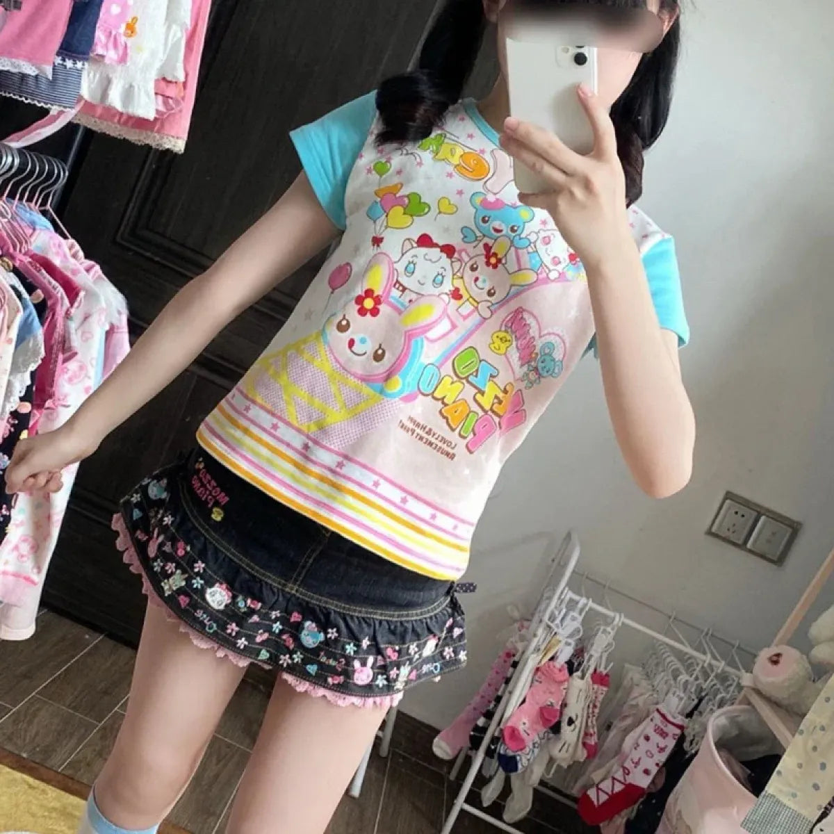 Pastel Kawaii Harajuku Crop Top β Cartoon Print Y2K Aesthetic Tee