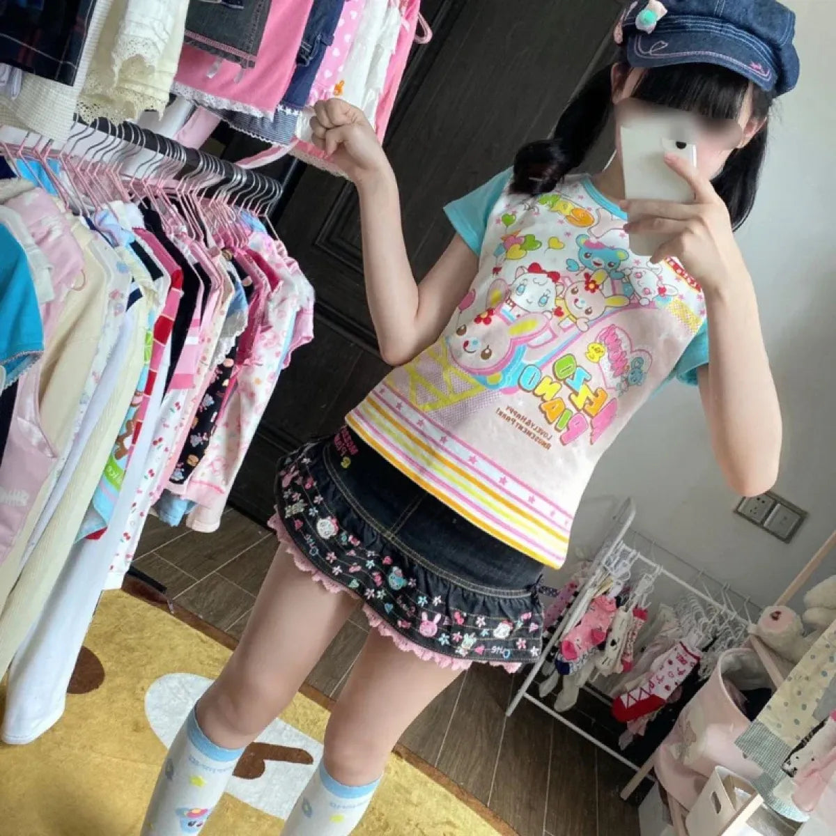 Pastel Kawaii Harajuku Crop Top β Cartoon Print Y2K Aesthetic Tee