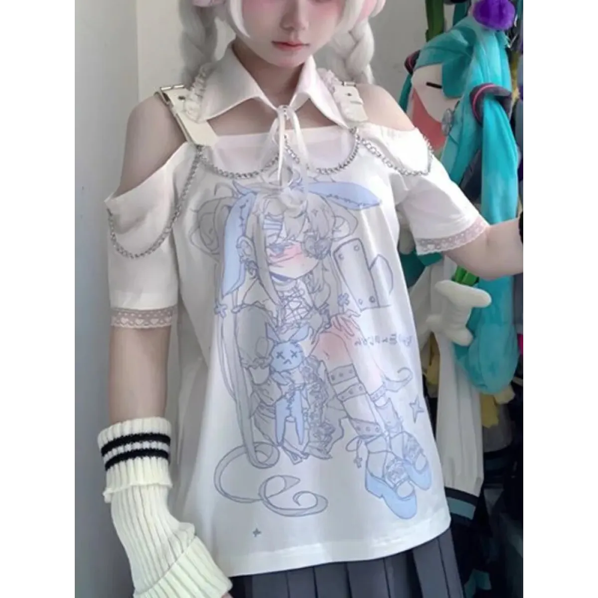 Pastel Menhera Off The Shoulder Tee