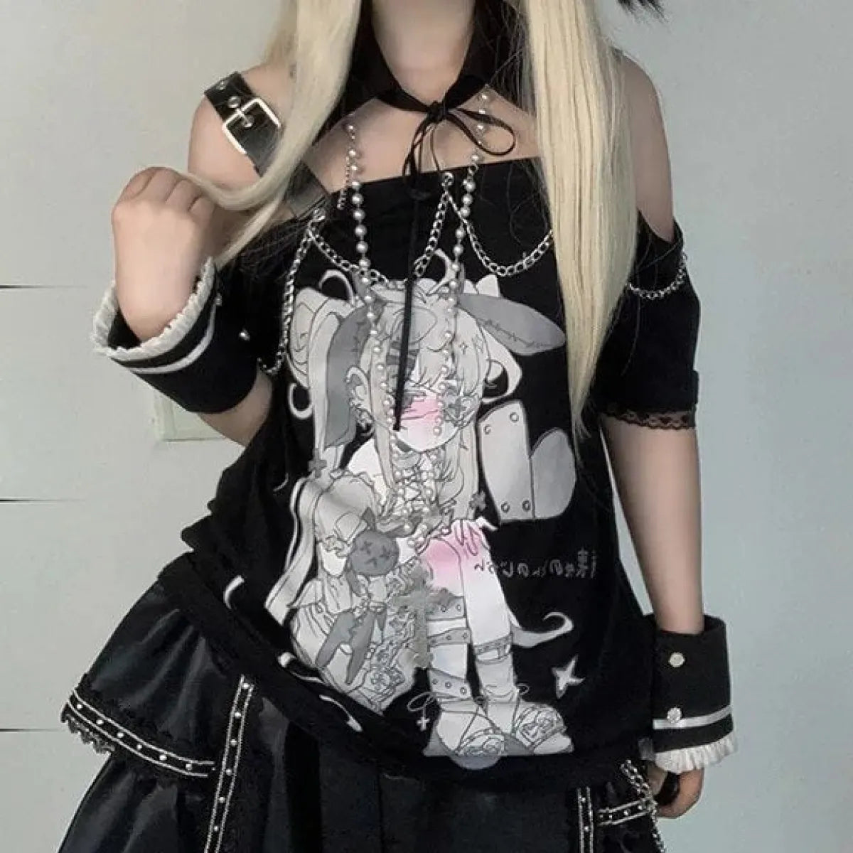 Pastel Menhera Off The Shoulder Tee